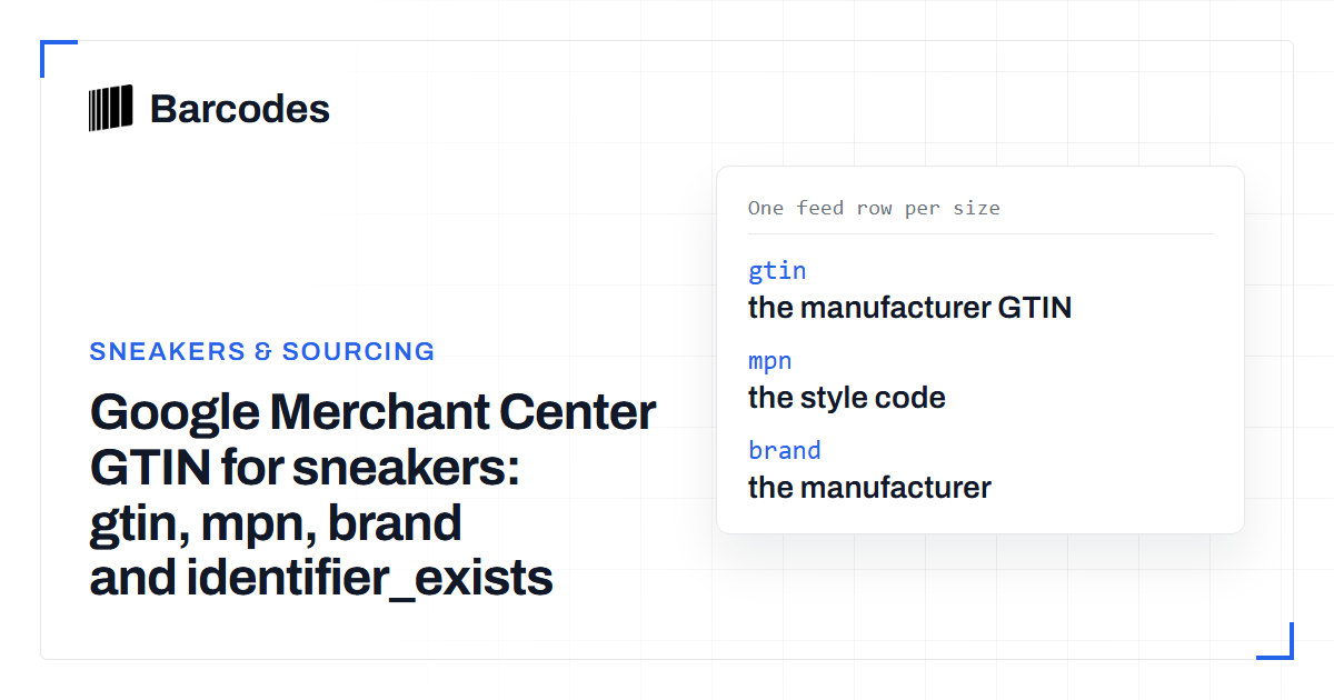 Cover: Google Merchant Center GTIN for sneakers: gtin, mpn, brand and identifier_exists