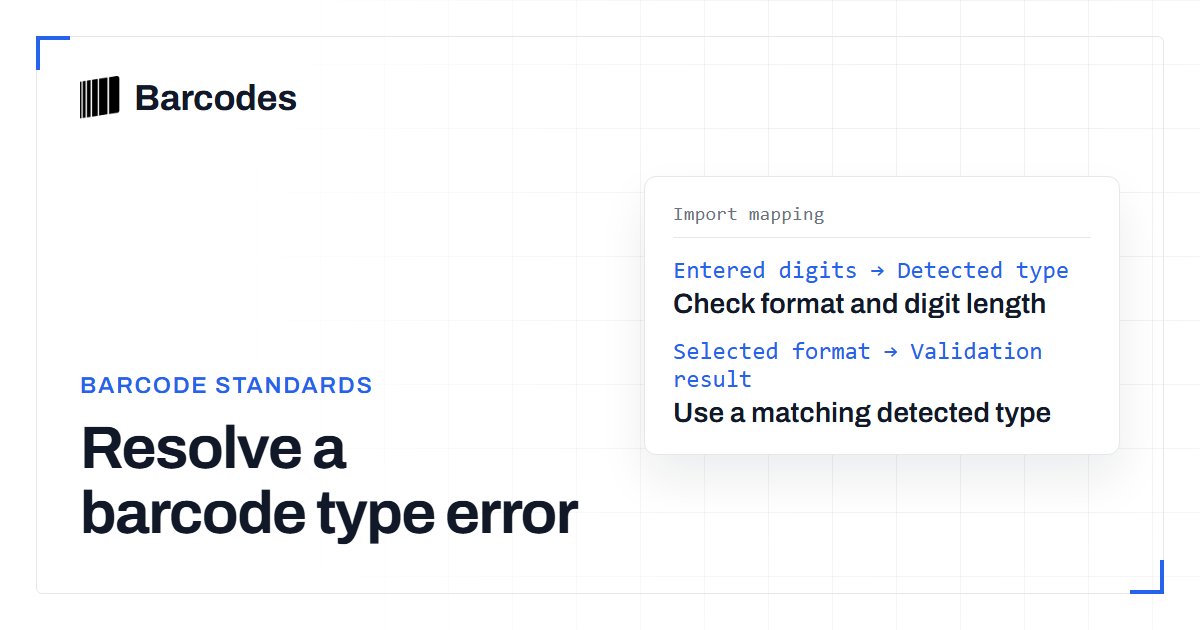 Three checks for resolving a barcode prefix and type mismatch.